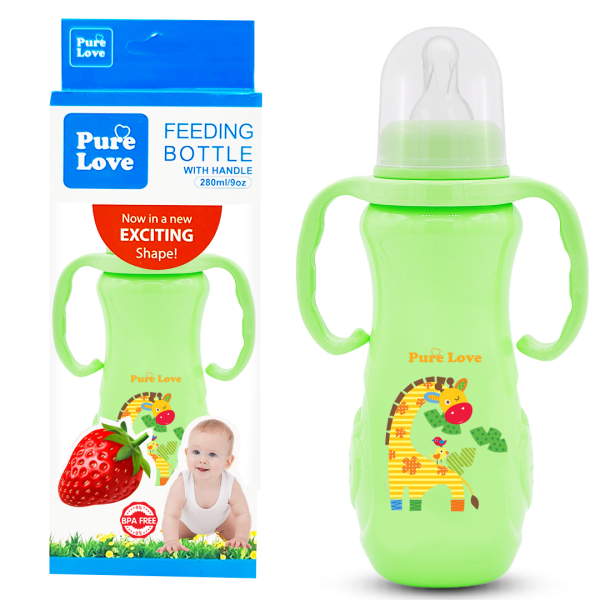 Pure Love Baby Feeding Feeder Bottle Coloured Strawberry Shaped - 280ml/9oz - Image 2