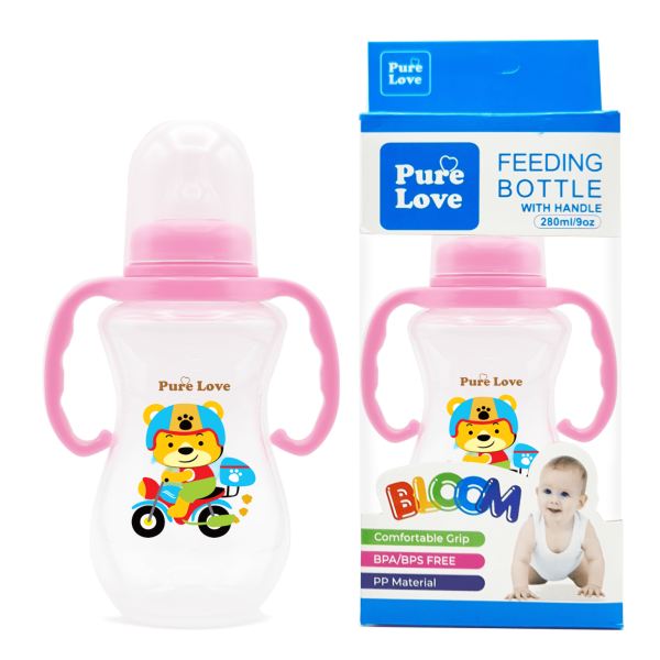 Pure Love Baby Feeding Feeder Bottle Transparent 280ml/9oz - Bloom Series - Image 3