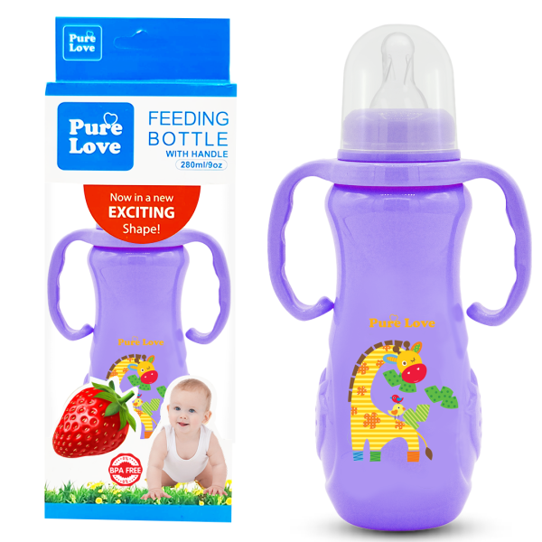 Pure Love Baby Feeding Feeder Bottle Coloured Strawberry Shaped - 280ml/9oz - Image 3