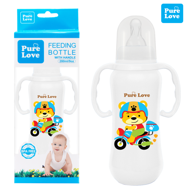 Pure Love Baby Feeding Feeder Bottle Coloured 280ml/9oz - Image 6