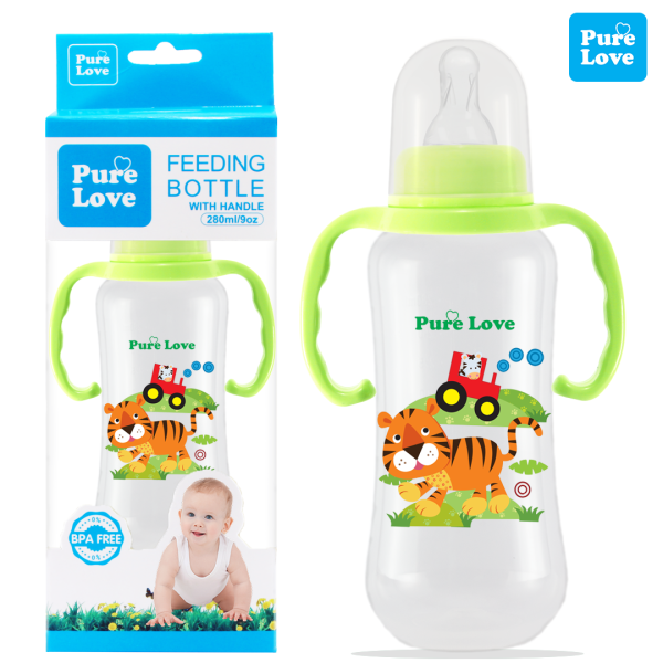 Pure Love Baby Feeding Feeder Bottle Transparent 280ml/9oz - Image 3
