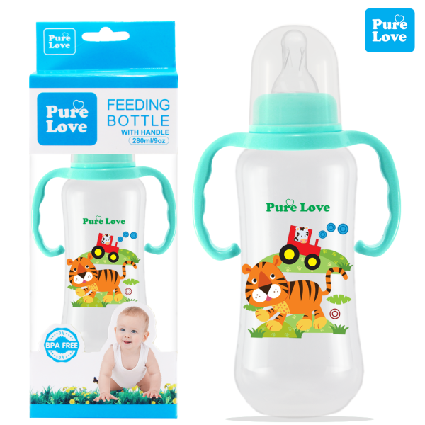 Pure Love Baby Feeding Feeder Bottle Transparent 280ml/9oz - Image 4