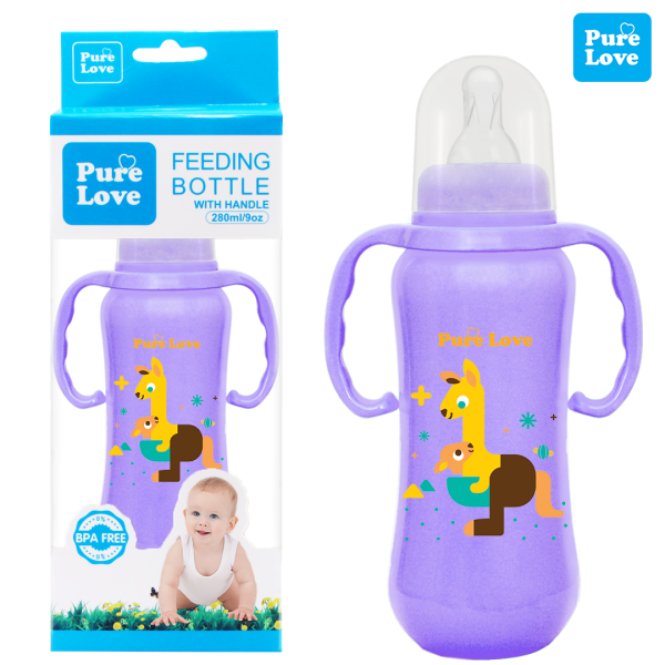 Pure Love Baby Feeding Feeder Bottle Coloured 280ml/9oz - Image 5