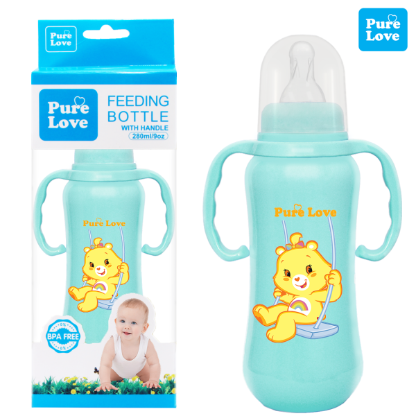 Pure Love Baby Feeding Feeder Bottle Coloured 280ml/9oz - Image 7