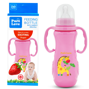 Pure Love Baby Feeding Feeder Bottle Coloured Strawberry Shaped - 280ml/9oz
