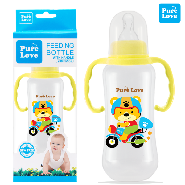 Pure Love Baby Feeding Feeder Bottle Transparent 280ml/9oz - Image 5