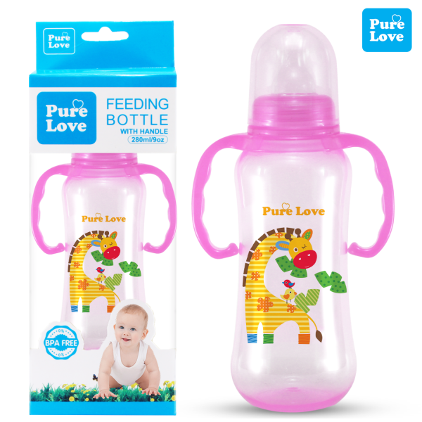 Pure Love Baby Feeding Feeder Bottle Semi - Coloured 280ml/9oz - Image 2