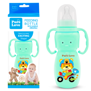Pure Love Baby Feeding Feeder Bottle Coloured Bear Shaped - 280ml/9oz