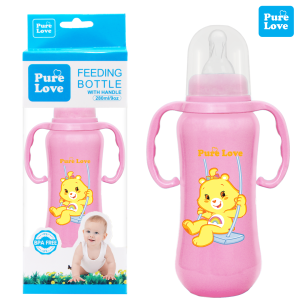Pure Love Baby Feeding Feeder Bottle Coloured 280ml/9oz - Image 2