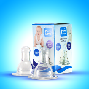 Pure Love- Baby Silicone Nipples (Pack of 2) \Best for Feeding Feeder Bottles