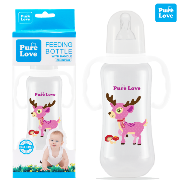 Pure Love Baby Feeding Feeder Bottle Transparent 280ml/9oz - Image 6
