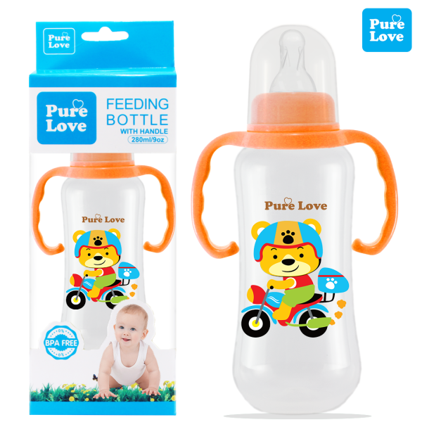 Pure Love Baby Feeding Feeder Bottle Transparent 280ml/9oz - Image 7