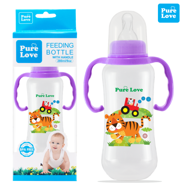Pure Love Baby Feeding Feeder Bottle Transparent 280ml/9oz - Image 8