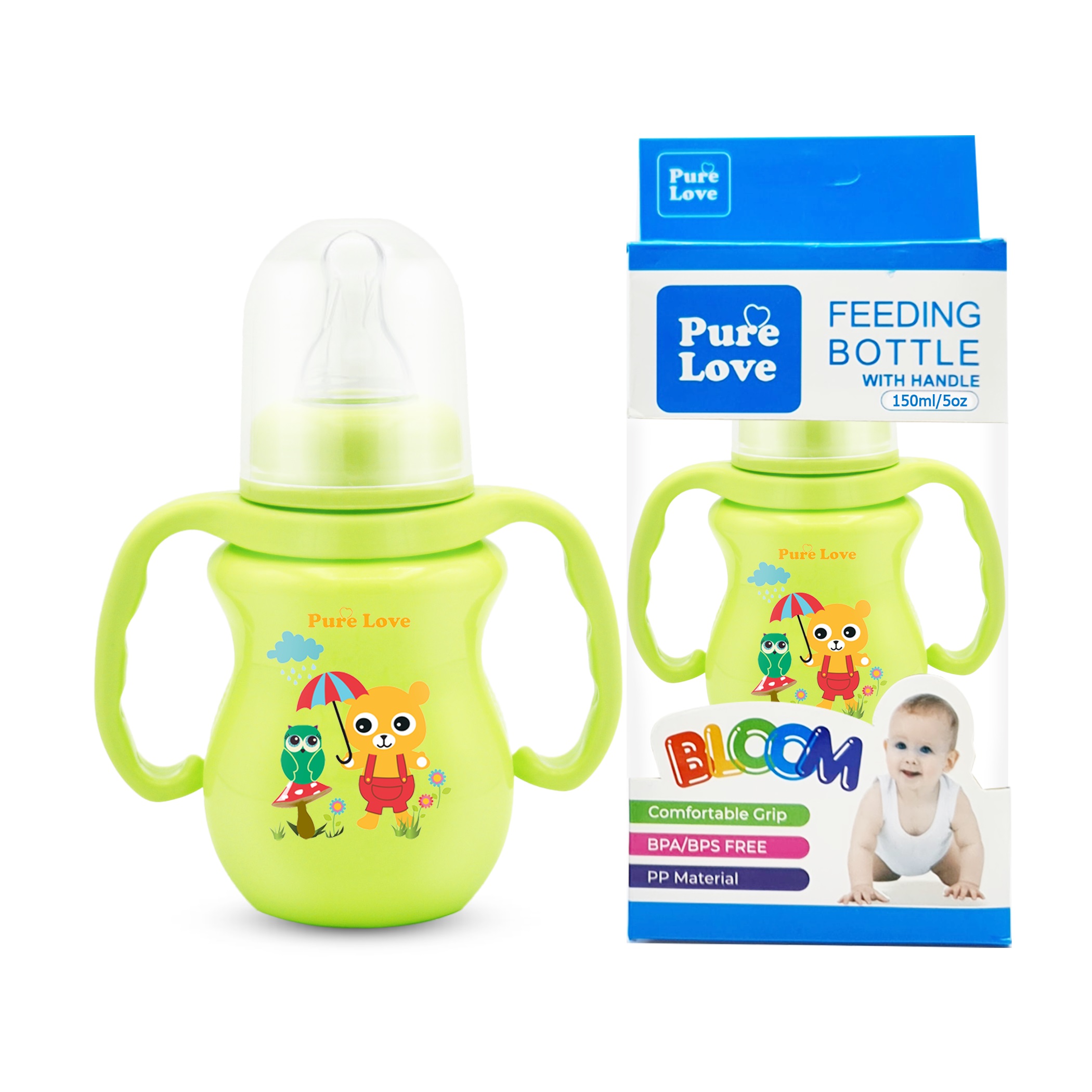 Pure Love Baby Feeding Feeder Bottle – Bloom Series (Colored, 150ml / 5oz)