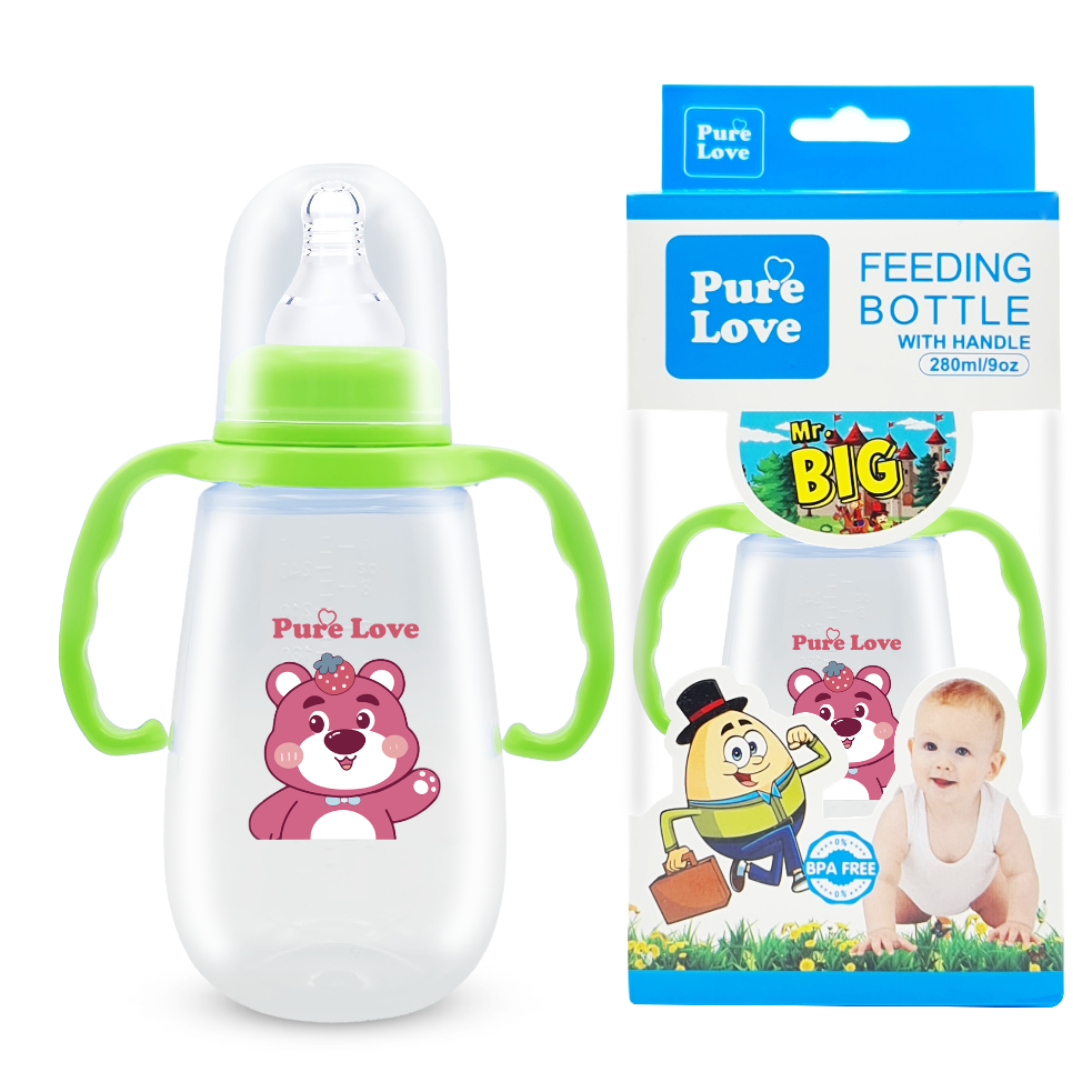Pure Love Baby Feeding Feeder Bottle – Mr.Big Series (Transparent, 280ml / 9oz)