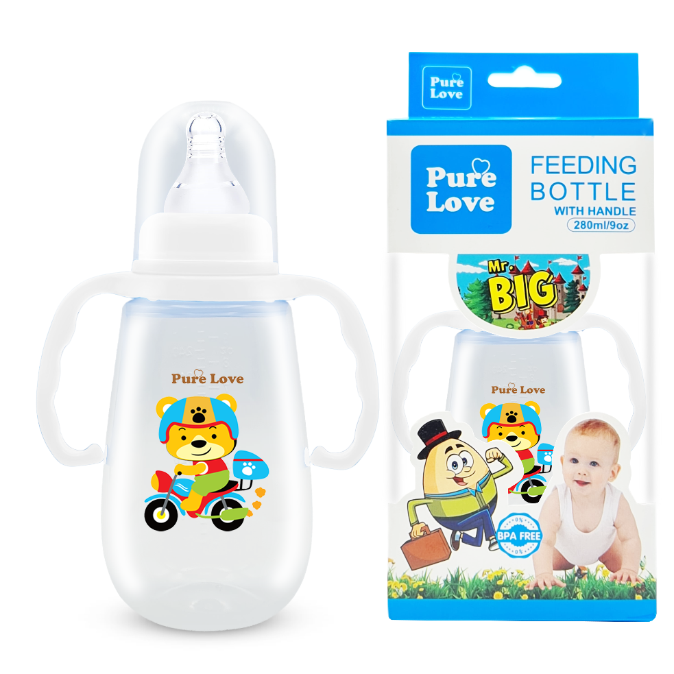Pure Love Baby Feeding Feeder Bottle – Mr.Big Series (Transparent, 280ml / 9oz) - Image 2